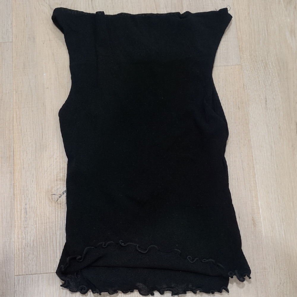 Bebe Black Ribbed Sleeveless Tank Top